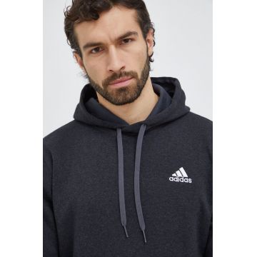 adidas bluză bărbați, culoarea negru, cu glugă, uni IN7130