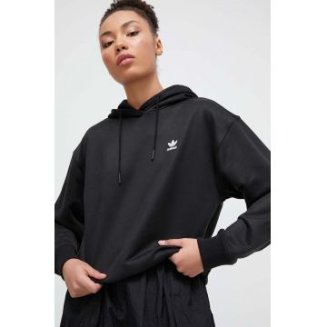 adidas Originals bluză femei, culoarea negru, cu glugă, uni IU2421