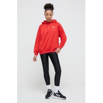 adidas Originals bluză femei, culoarea roșu, cu glugă, cu imprimeu IP0585