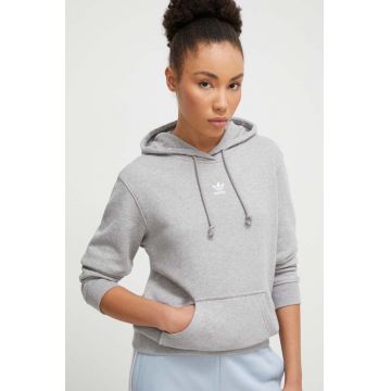 adidas Originals hanorac de bumbac femei, culoarea gri, cu glugă, melanj IJ9760