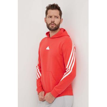 adidas bluză bărbați, culoarea roșu, cu glugă, cu imprimeu IR9229