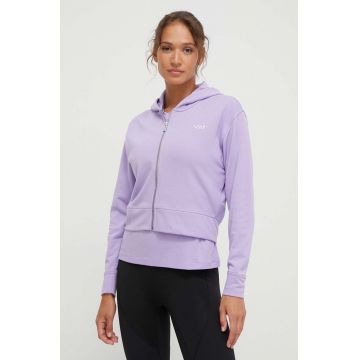 Dkny bluza femei, culoarea violet, cu glugă, neted