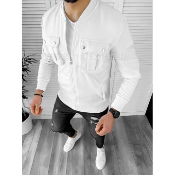 Hanorac barbati slim fit alb K034 K17