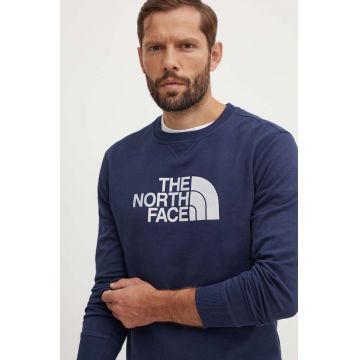 The North Face hanorac de bumbac M Drew Peak Crew Light bărbați, culoarea bleumarin, cu imprimeu, NF0A4T1E8K21