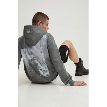 A-COLD-WALL* hanorac de bumbac BRUTALIST HOODIE bărbați, culoarea verde, cu glugă, cu imprimeu ACWMW134A