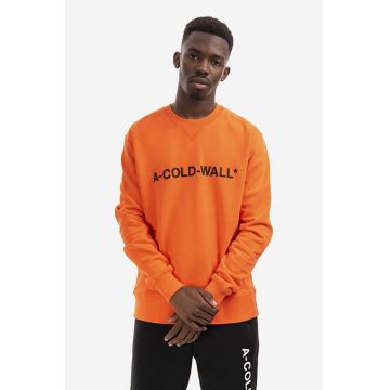 A-COLD-WALL* hanorac de bumbac Essential Logo Crewneck bărbați, culoarea portocaliu, cu imprimeu ACWMW082.-LIGHTORANG