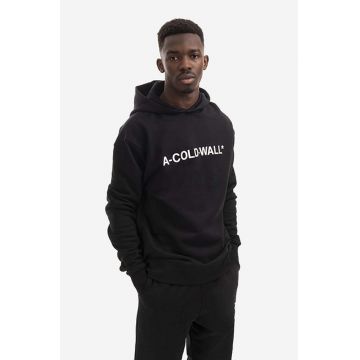 A-COLD-WALL* hanorac de bumbac Essential Logo Hoodie bărbați, culoarea negru, cu glugă, cu imprimeu ACWMW083.-LIGHTORANG