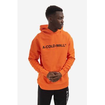 A-COLD-WALL* hanorac de bumbac Essential Logo Hoodie bărbați, culoarea portocaliu, cu glugă, cu imprimeu ACWMW083.-LIGHTORANG