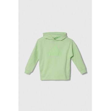 adidas bluza copii culoarea verde, cu glugă, cu imprimeu