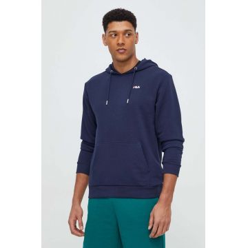 Fila bluza barbati, culoarea albastru marin, cu glugă, neted