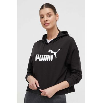 Puma bluză femei, culoarea negru, cu glugă, imprimeu 586870