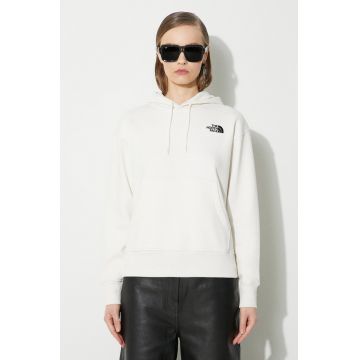 The North Face bluză W Essential Hoodie femei, culoarea bej, cu glugă, uni, NF0A7ZJDQLI1