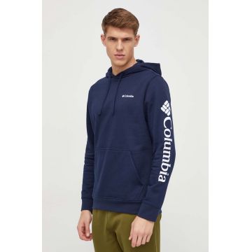 Columbia bluză Trek bărbați, culoarea bleumarin, cu glugă, cu imprimeu 1957913