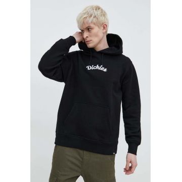 Dickies bluza SHAWSVILLE HOODIE barbati, culoarea negru, cu glugă, cu imprimeu, DK0A4YQ1