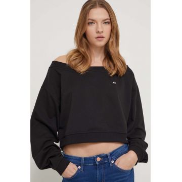 Tommy Jeans bluză femei, culoarea negru, uni DW0DW17956