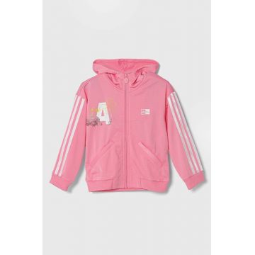 adidas bluza copii x Disney culoarea roz, cu glugă, cu imprimeu