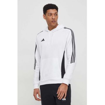 adidas Performance bluză trening Tiro 24 culoarea alb, cu glugă, cu imprimeu IR7547