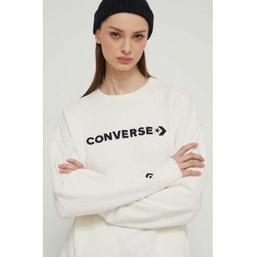 Converse bluza femei, culoarea bej, cu imprimeu