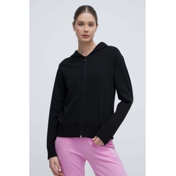 EA7 Emporio Armani bluza femei, culoarea negru, cu glugă, neted