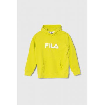 Fila bluza copii culoarea verde, cu glugă, cu imprimeu