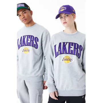 Hanorac unisex cu imprimeu logo LA Lakers - Gri deschis melange -