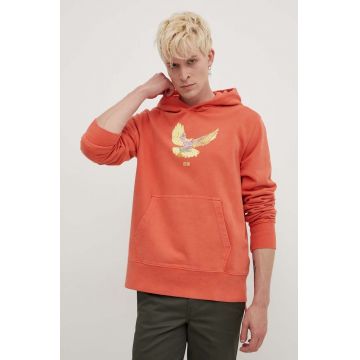 KSUBI hanorac de bumbac flight kash hoodie bărbați, culoarea portocaliu, cu glugă, cu imprimeu, MPS24FL009