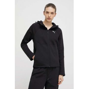 Puma hanorac de antrenament EVOSTRIPE culoarea negru, cu glugă, uni, 677878