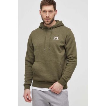 Under Armour bluza barbati, culoarea verde, cu glugă, cu imprimeu