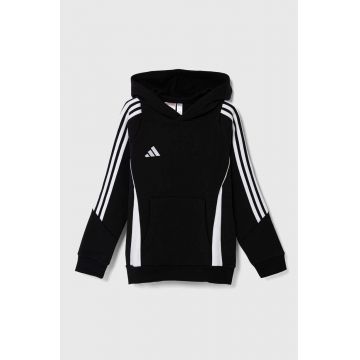 adidas Performance bluza copii TIRO24 SWHOODY culoarea negru, cu glugă, cu imprimeu