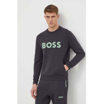 BOSS Green bluză bărbați, culoarea gri, cu imprimeu 50510350