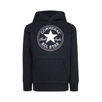 Converse bluza copii culoarea negru, cu glugă, cu imprimeu