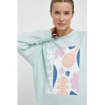 Ellesse bluza Rosiello Sweatshirt femei, culoarea turcoaz, cu imprimeu, SGV20247