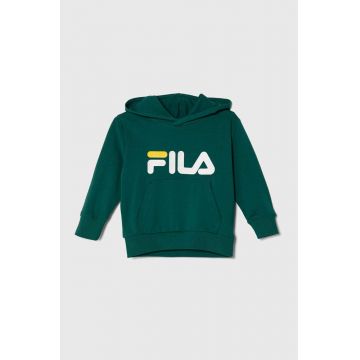 Fila bluza copii culoarea verde, cu glugă, cu imprimeu