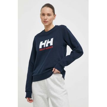 Helly Hansen hanorac de bumbac femei, culoarea albastru marin, cu imprimeu, 34462