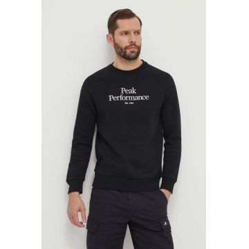 Peak Performance bluza barbati, culoarea negru, cu imprimeu