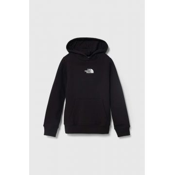 The North Face hanorac de bumbac pentru copii PO ZUMU HOODIE culoarea negru, cu glugă, cu imprimeu