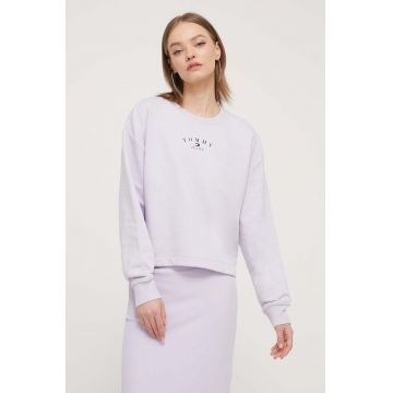 Tommy Jeans bluză femei, culoarea violet, cu imprimeu DW0DW18143