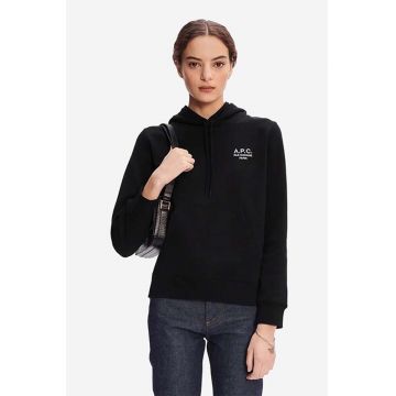 A.P.C. hanorac de bumbac Hoodie Manuela femei, culoarea roz, cu glugă, cu imprimeu COEZD.F27760-OFFWHITE