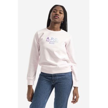 A.P.C. hanorac de bumbac Sweat Mathilda femei, culoarea roz, cu imprimeu COEBH.F27712-ROSE