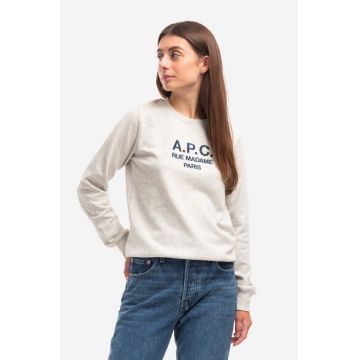 A.P.C. hanorac de bumbac Sweat Tina femei, culoarea bleumarin, cu imprimeu COEZD.F27561-MARINE