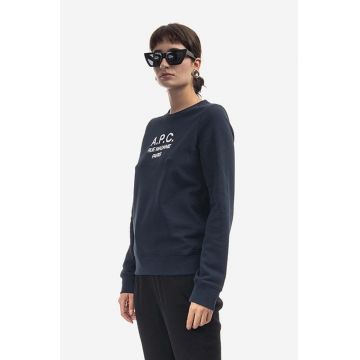 A.P.C. hanorac de bumbac Sweat Tina femei, culoarea bleumarin, cu imprimeu COEZD.F27561-MARINE