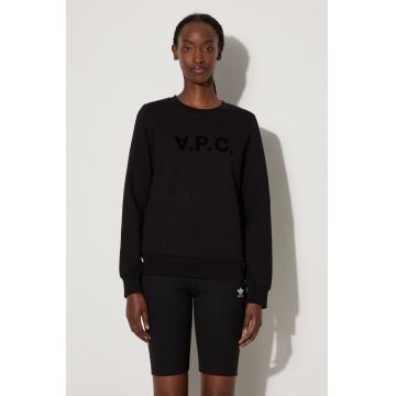 A.P.C. hanorac de bumbac Sweat Viva femei, culoarea negru, cu imprimeu