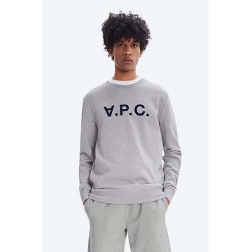 A.P.C. hanorac de bumbac Sweat Vpc bărbați, culoarea gri, cu imprimeu COECQ.H27378-DARKNAVY