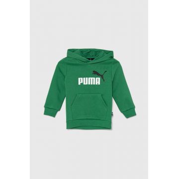 Puma bluza copii culoarea verde, cu glugă, cu imprimeu