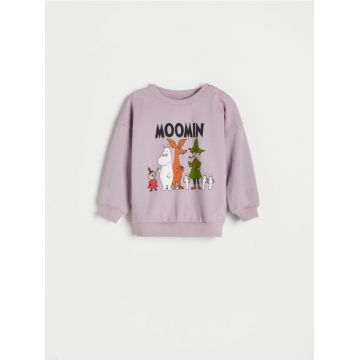 Reserved - Bluză sport oversized The Moomins - roz-pudră