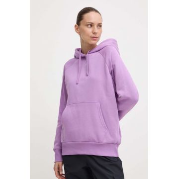 Under Armour bluza femei, culoarea violet, cu glugă, neted