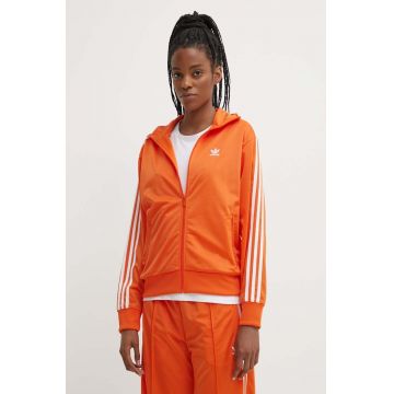 adidas Originals bluza femei, culoarea portocaliu, cu imprimeu, IP0610