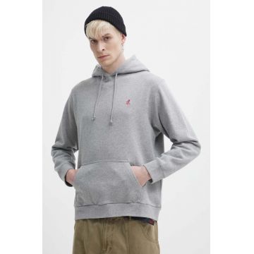 Gramicci hanorac de bumbac One Point Hooded Sweatshirt barbati, culoarea gri, cu glugă, neted