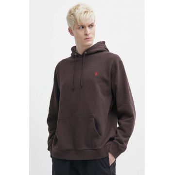 Gramicci hanorac de bumbac One Point Hooded Sweatshirt barbati, culoarea maro, cu glugă, neted