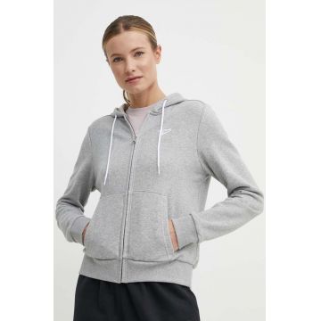 Reebok bluza femei, culoarea gri, cu glugă, melanj, 100071708